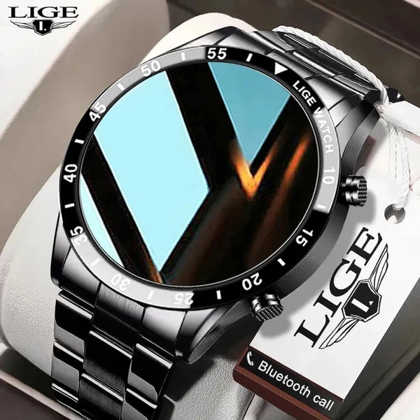 Smart Watch para Homens, LIGE-Luxo Full Circle Touch Screen Bluetooth